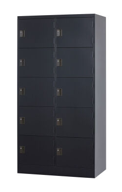 スチール 10人用ロッカー 2列5段浅型シリンダー錠 TLK-SC10S-MB 幅900×奥行450×高さ1790mm