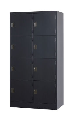 スチール 8人用ロッカー 2列4段浅型シリンダー錠 TLK-SC8S-MB 幅900×奥行450×高さ1790mm
