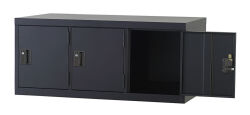 スチール 3人用ロッカー 【内筒交換錠】 TLK-UN3-MB 幅900×奥行515×高さ400mm（受注生産品）