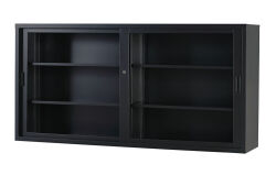 ガラス引戸書庫　 TS-63G-MB （マットブラック）  幅1760×奥行400×高さ880