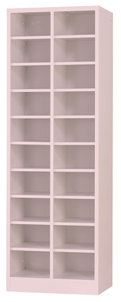 シューズロッカー（ライトピンク） 20人用オープンシューズロッカー（受注生産） 2列10段 USL-210-LP 幅511×奥行350×高さ1530mm
