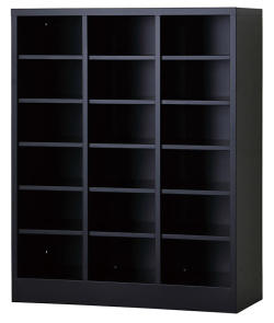 シューズロッカー（マットブラック） 18人用オープンシューズロッカー 3列6段 USL-36-MB 幅755×奥行350×高さ960mm