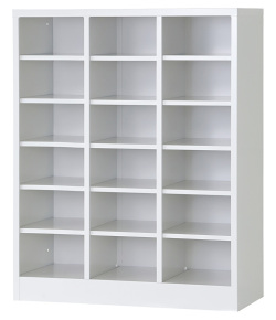 シューズロッカー(ホワイト) 18人用オープンシューズロッカー 3列6段 USL-36-W 幅755×奥行350×高さ960mm