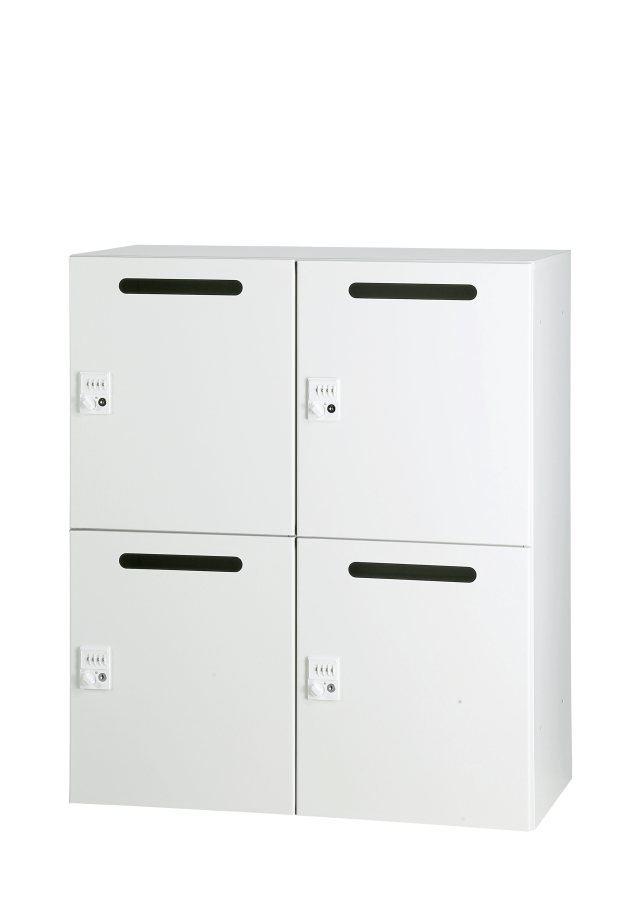 スチール パーソナルロッカー 2列2段（中棚・メール開口有り） 下置き