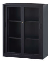 ガラス引戸　下置書庫 A4-34G-MB （マットブラック） 幅880×奥行400×高さ1120