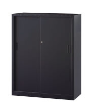 スチール引戸　下置書庫 A4-34S-MB （マットブラック） 幅880×奥行400×高さ1120
