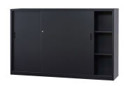 スチール引戸　下置書庫 A4-64S-MB （マットブラック） 幅1760×奥行400×高さ1120