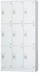 9人用ロッカー（3列3段） GLK-S9DTSW　※窓付きタイプ（受注生産・納期約1ヶ月）  幅900×奥行450×高さ1790