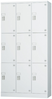 9人用ロッカー（3列3段） GLK-S9TSW　※窓付きタイプ（受注生産・納期約1ヶ月）  幅900×奥行380×高さ1790