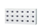 18人用ロッカー（6列3段） GLK-S18YW 窓付き（シリンダー錠・受注生産） 幅1800×奥行380×高さ880mm