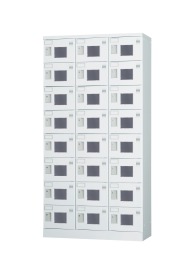 24人用ロッカー（3列8段） GLK-S24TW 窓付き（シリンダー錠・受注生産） 幅900×奥行380×高さ1790mm
