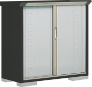 【6月末まで限定特価】GPY-115DF  （本体アイボリーブラック）  タクボ物置グランプレステージジャンプ 全面棚タイプ 幅1120×奥行530×高さ1100mm