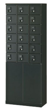 KLKK-18H-KBK (錠無しタイプ) 18人用貴重品ロッカー 幅600×奥行300×高さ1600mm
