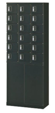KLKK-18H-TNBK (内筒交換錠タイプ) 18人用貴重品ロッカー 幅600×奥行300×高さ1600mm