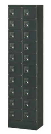 KLKK-20-DBK (ダイヤル錠タイプ) 20人用貴重品ロッカー 幅400×奥行300×高さ1600mm