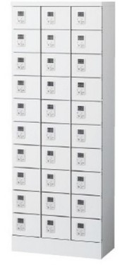 KLKW-30-B (ボタン錠タイプ) 30人用貴重品ロッカー 幅600×奥行300×高さ1600mm