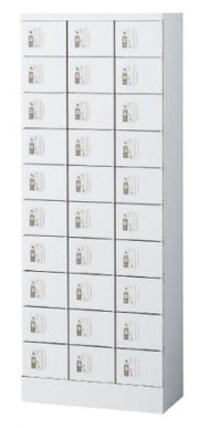 KLKW-30-R (コインリターン錠タイプ) 30人用貴重品ロッカー 幅600×奥行300×高さ1600mm