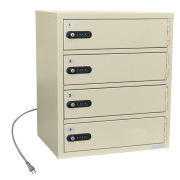 【受注生産品】LK-308-4PS　エーコー パーソナル充電貴重品ロッカー（ダイヤルナンバーロック） 1列4段/4人用 幅416.2×奥行391×高さ485mm