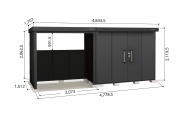 LMD-2515-BK-LKD-2215-BK ヨド物置/BLACK エルモコンビ 標準高タイプ 一般型 幅4778.5×奥行1512×高さ2119.5mm