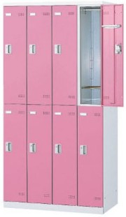 ヴィンテージ ウィッカー ピンク アーチ型ラタン　棚　ロッカー 8人用更衣室ロッカー 幅900 奥行515 高さ1800 鍵付き SLB-8S2