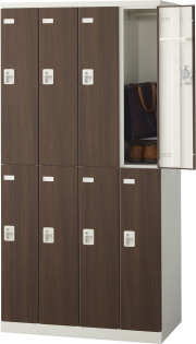 SLBD-8-D2 （ダイヤル錠・扉色 ウォールナット） SEIKO FAMILY 生興 8人用ロッカー 幅900×奥行515×高さ1800mm