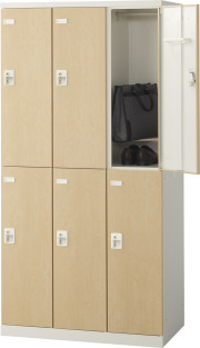 SLBL-6-S2 （シリンダー錠・扉色 ナチュラル） SEIKO FAMILY 生興 6人用ロッカー 幅900×奥行515×高さ1800mm