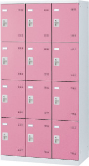 ピンク（赤系）扉のスチールロッカーならシュウノール