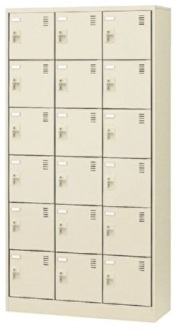 SLC-18T-S2 3列6段・18人用シューズロッカー（錠付） 幅900×奥行380×高さ1790mm