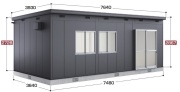 SS3-7536JPB イナバ物置 コモ・スペース 一般型 間口7480×奥行3640×高さ2867（2728）mm