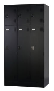 スチール 3人用ロッカー 【シリンダー錠】 TLK-DS6-MB 幅900×奥行515×高さ1790mm（受注生産品）