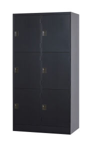 スチール 6人用ロッカー（受注生産品） 2列3段浅型コインリターン交換錠 TLK-RC6S-MB 幅900×奥行450×高さ1790mm