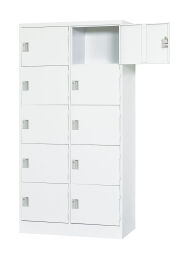 スチール 10人用ロッカー 2列5段浅型シリンダー錠 TLK-SC10S 幅900×奥行450×高さ1790mm