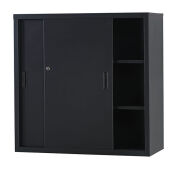 スチール引戸書庫 TS-33S-MB （マットブラック）  幅880×奥行400×高さ880