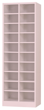 シューズロッカー（ライトピンク） 20人用オープンシューズロッカー（受注生産） 2列10段 USL-210-LP 幅511×奥行350×高さ1530mm