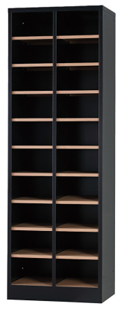 シューズロッカー（マットブラック） 20人用オープンシューズロッカー 2列10段 USL-210-MB-NT 幅511×奥行350×高さ1530mm