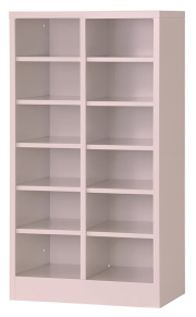 シューズロッカー（ライトピンク） 12人用オープンシューズロッカー（受注生産） 2列6段 USL-26-LP 幅511×奥行350×高さ960mm