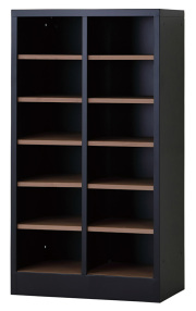 シューズロッカー（マットブラック） 12人用オープンシューズロッカー 2列6段 USL-26-MB-NT 幅511×奥行350×高さ960mm