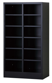 シューズロッカー（マットブラック） 12人用オープンシューズロッカー 2列6段 USL-26-MB 幅511×奥行350×高さ960mm