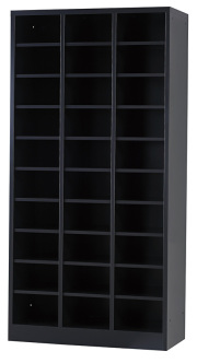 シューズロッカー（マットブラック） 30人用オープンシューズロッカー 3列10段 USL-310-MB 幅755.5×奥行350×高さ1530mm