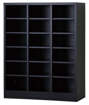 シューズロッカー（マットブラック） 18人用オープンシューズロッカー 3列6段 USL-36-MB 幅755×奥行350×高さ960mm