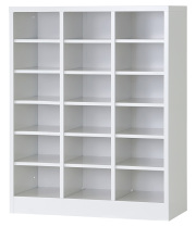 シューズロッカー(ホワイト) 18人用オープンシューズロッカー 3列6段 USL-36-W 幅755×奥行350×高さ960mm
