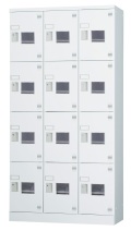 12人用ロッカー（3列4段） GLK-S12TSW 窓付き（シリンダー錠）【受注生産】 幅900×奥行380×高さ1790mm