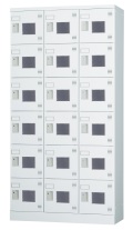18人用ロッカー（3列6段） GLK-A18TW 窓付き（南京錠用引手）【受注生産】 幅900×奥行380×高さ1790mm