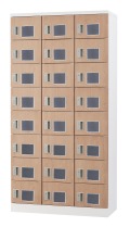 24人用ロッカー（3列8段） 扉色：ナチュラル GLK-D24TW-NT 窓付き（ダイヤル錠）【受注生産】 幅900×奥行380×高さ1790mm