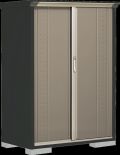 【6月末まで限定特価】GPY-116BF  （本体アイボリーブラック）  タクボ物置グランプレステージジャンプ 全面棚タイプ 幅1120×奥行650×高さ1600mm