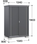 MJX-139EF イナバ 収納庫シンプリー ・フランネルグレー  全面棚タイプ 間口1320×奥行905×高さ1903mm