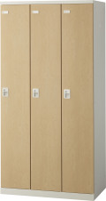 SLBL-3-AB （自動施錠ボタン錠・扉色 ナチュラル） SEIKO FAMILY 生興 3人用ロッカー 幅900×奥行515×高さ1800mm