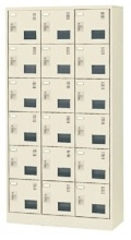 SLC-18TW-S2 3列6段・18人用窓付きシューズロッカー（錠付） 幅900×奥行380×高さ1790mm