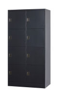 スチール 8人用ロッカー 2列4段浅型ダイヤル錠 TLK-DC8S-MB 幅900×奥行450×高さ1790mm