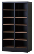 シューズロッカー（マットブラック） 12人用オープンシューズロッカー 2列6段 USL-26-MB-NT 幅511×奥行350×高さ960mm